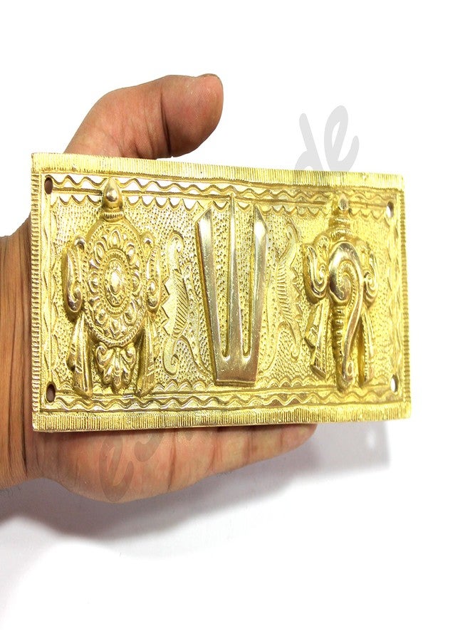 ESPLANADE Brass Action Shankh Chakra Namah Showpiece | Shankha Chakra Tilak | Shankha Gada Padma | Padmanabha Swami | Vishnu | Home Decor (8 Inches) - Image 5